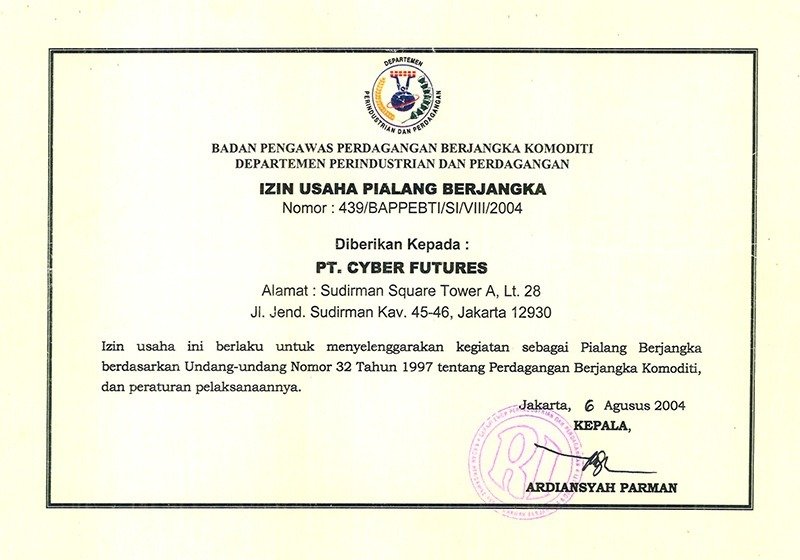 Izin Usaha Pialang Berjangka